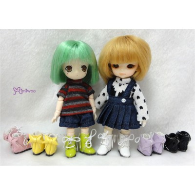 SBB007WHE Mimiwoo 2.2cm Doll Shoes Ribbon Boots WHITE for Middle Blythe  Obitsu 11cm Body